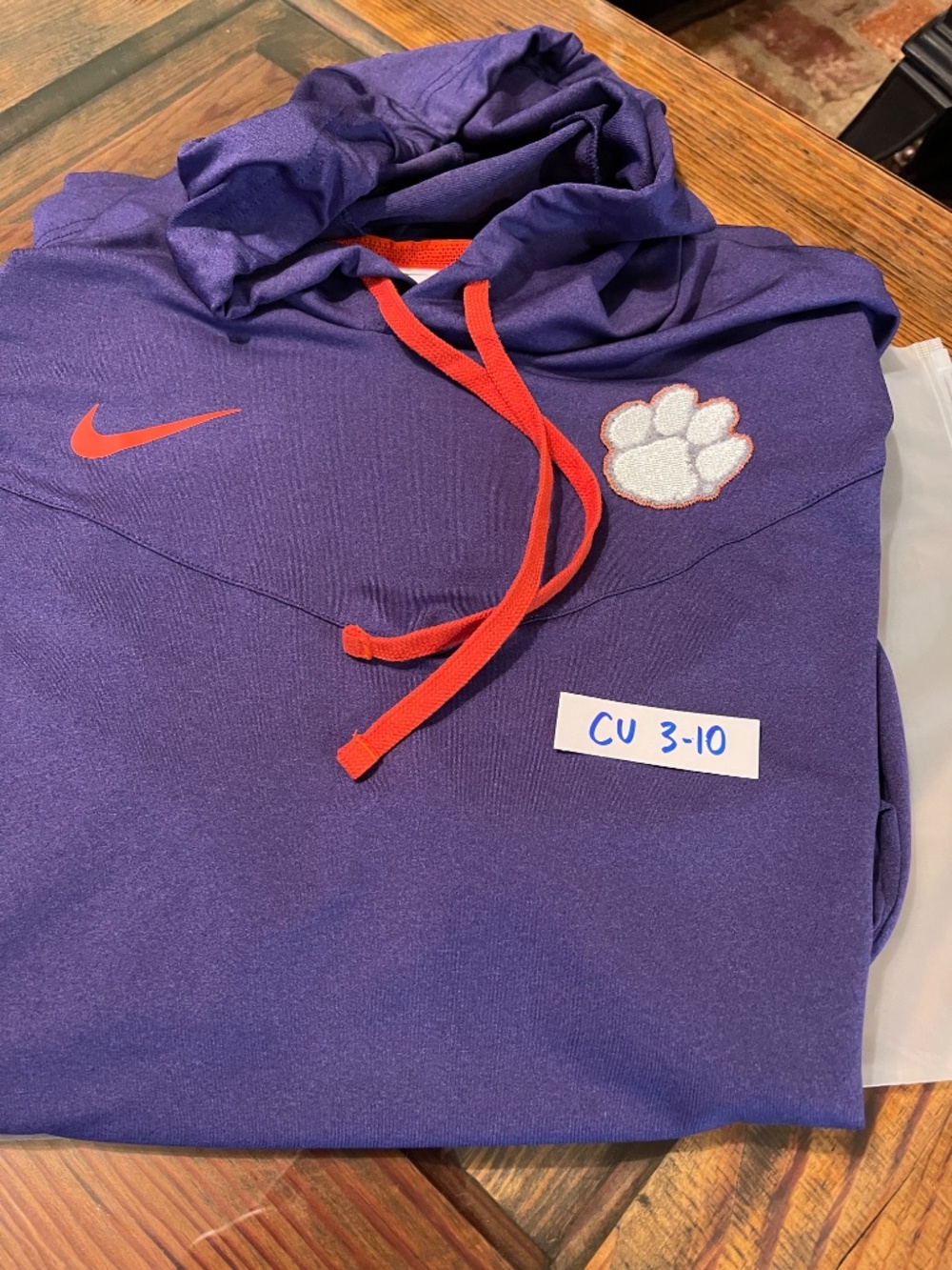 Nike Dri-FIT Clemson Football Team Issue Lightweight Hoodie Pullover XL - Picture 12 of 12